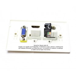 Placa Tapa VGA + HDMI + Jack RJ45 Cat5e en ABS