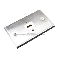 Placa Tapa HDMI 4K en L 90° en Acero Inoxidable