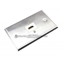 Placa Tapa HDMI 4K en L 90° en Acero Inoxidable