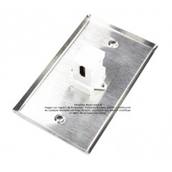 Placa Tapa HDMI 4K en L 90° en Acero Inoxidable