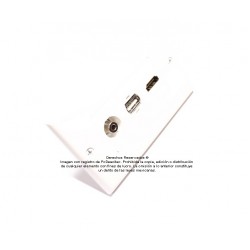 Placa Tapa Decora HDMI + USB 2.0 + Jack 3.5 mm en ABS