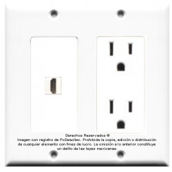 Placa Tapa Decora HDMI + Contacto Eléctrico Duplex en ABS
