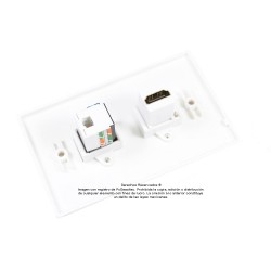 Placa Tapa HDMI 4k + Jack RJ45 Cat5e en ABS