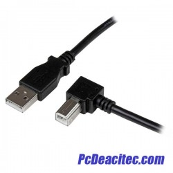 Cable extensión USB 2.0 AB macho a macho de 2 m en codo a 90°