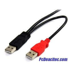 Cable USB 2.0 mini B en Y x 2 USB 2.0 A para carga de 1.8 m