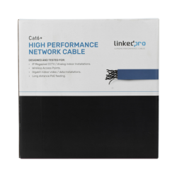Bobina de cable de 305 metros Cat6+ Blindado F/UTP, CM, CALIBRE 23 ALTO RENDIMIENTO, ETL,UL, color azul, super flexible, para aplicaciones de video vigilancia, video HD, y redes de datos. Uso interior.