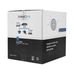 Bobina de cable de 305 metros Cat6+ Blindado F/UTP, CM, CALIBRE 23 ALTO RENDIMIENTO, ETL,UL, color azul, super flexible, para aplicaciones de video vigilancia, video HD, y redes de datos. Uso interior.