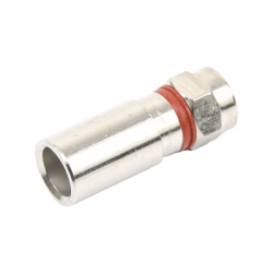 Conector F Macho de Compresión, Metálico para cable RG-6, Cuerpo de Bronce Niquelado.