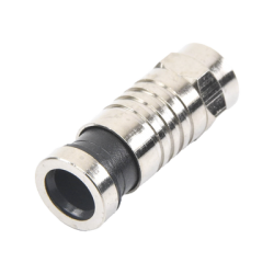 Conector F Macho de Compresión para cable RG-59, Cuerpo de Bronce Niquelado.