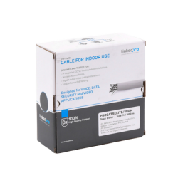 Bobina de cable de 100m, Cat5e, 24 AWG, color Gris, UL, para aplicaciones en videovigilancia, redes de datos. Uso Interior