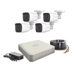 (MICRÓFONO Integrado) Kit TurboHD 1080p Lite / DVR 4 canales / Audio por Coaxitron / 4 Cámaras Bala de Policarbonato con Micrófono Integrado