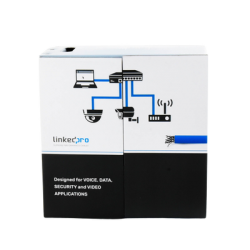 Bobina de cable de 305 metros Cat6+, CM, CALIBRE 23 ALTO RENDIMIENTO, ETL,UL, color azul, super flexible, para aplicaciones de video vigilancia, video HD, y redes de datos. Uso interior.