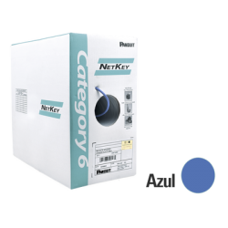 Bobina de Cable UTP 305 m. de Cobre, NetKey, Azul, Categoría 6 (24 AWG), 1000Mbps, Riser (CMR), de 4 pares