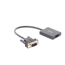 Entrada: VGA Macho / Salida: HDMI Hembra / Resolución de 1080P@60Hz / Puerto Estéreo de 3.5 mm / Plug and Play, Sin Controlador / Longitud del Cable 15 cm. / Incluye Cable de Alimentacion USB / Incluye Cable de Audio de 3.5mm.