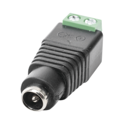 Adaptador Hembra Tipo Jack de 3.5 mm polarizado de 12 Vcc / Terminales Tipo Tornillo / Polarizado (+/-) / Ideal para Cámaras de Video Vigilancia.