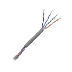 Cable Cat5e de alto rendimiento, con certificaciones ETL, UL, color gris, de 100 m ( 328 ft ) para aplicaciones en CCTV, redes de datos. Uso interior.