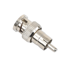 Adaptador en línea para 75 Ohm, de conector BNC macho a RCA macho en aplicaciones de Audio-Video para cámaras, monitores y DVR´s.