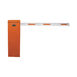 Barrera vehicular derecha / Soporta brazo de hasta 3 m / Apertura en 1.5 s /Final de carrera ajustable por programación / Movimiento fluido / Diseño elegante color naranja