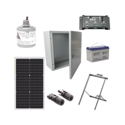 Kit Solar de 12 Vcc para alimentar energizador de cerca electrificada. Instalación de panel en poste. 