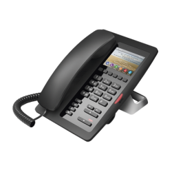 (H5 Color Negro) Teléfono IP Hotelero de gama alta, pantalla LCD de 3.5 pulgadas a color, 6 teclas programables para servicio rápido (Hotline), PoE 