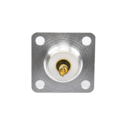  Conector UHF Hembra (SO-239) para Montaje de Chasis con 4 Hoyos a 18 mm, Terminal Soldable, Plata/ Oro/ Teflón.