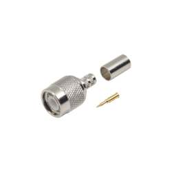 Conector TNC Macho de Anillo Plegable para Cables RG-58/U, LMR-195, Níquel/ Oro/ Delrin.