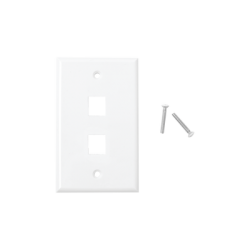 Placa de pared de 2 puertos, Keystone, Color Blanco 