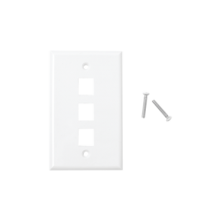 Placa de pared de 3 puertos, Keystone, Color Blanco 