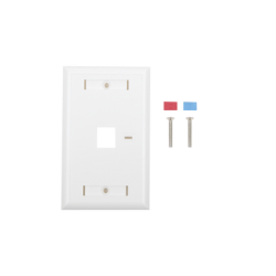 Placa de pared de 1 puerto, Keystone, con espacio para etiqueta, Color Blanco 