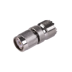 Adaptador en Línea de Conector TNC Macho a Conector UHF Hembra (SO-239), Níquel/ Oro/ Teflón.