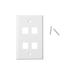 Placa de pared de 4 puertos, Keystone, Color Blanco 