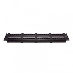 Panel de parcheo de impacto (110) UTP de 48 puertos Cat6, 19in, 2U, con barra para organizar cable