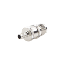 Conector Mini UHF Hembra de Anillo Plegable en Cables RG-58/U, RG-142/U, Níquel/ Plata/ Delrin.