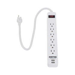 Multicontacto con 6 contactos aterrizados y 2 puertos usb.