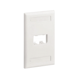 Placa de Pared Vertical Clásica, Salida Para 2 Puertos Mini-Com, Con Espacios Para Etiquetas, Color Blanco Mate