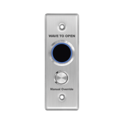 Botón de Salida Doble con Aro Iluminado / IP65 / Diseño Estético Delgado / Temporizador y Distancia Ajustable / Botón Sin Contacto y Botón de Contacto en uno solo