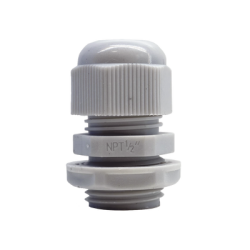 Conector Plástico Blanco Tipo Glándula para Rosca NPT 1/2