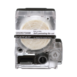 Casete de 425 Etiquetas Autolaminadas de 12.7 x 19.1 mm, para Cables de 2 a 4 mm de Diámetro, Área de Impresión Color Blanco