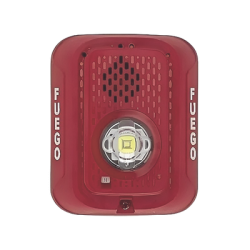 Sirena con Lampara LED Estroboscópica / 2 hilos / Montaje en Pared / Color Rojo / Configuración Estroboscópica Seleccionable