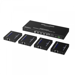 Kit Divisor y Extensor HDMI | 1x4 | Hasta 70 m |Resolución 4K @ 60 Hz |  Cat 6/6a/7 | IPCOLOR | CERO LATENCIA | Puerto S/PDIF | EDID | RS232 | Salida Loop / PoC
