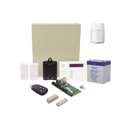 Kit Inalámbrico de panel VISTA48 con Teclado Alfanumérico 6160RF, Receptor para sensores Inalámbricos, Batería, Transformador, 2 Contactos Magnéticos 5816 con imán, 1 Sensor de Movimiento 5800PIR y un Control Remo