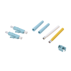 Conector de Fibra Óptica LC Duplex, Epoxico, Fibra Recubierta, Multimodo, Color Aqua (No pre-pulido)