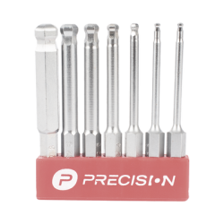 Juego de 7 Puntas Hexagonales / Allen, Milimétricas con Cabeza Redonda  para Destornillador de entrada Hexagonal de 1/4