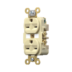 Contacto Dúplex 15 A 250 V / 2 Polos 3 Hilos / Nema 6-15R / Grado Industrial /Color Marfil.