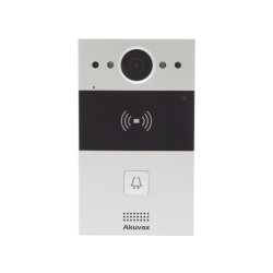 Videoportero de 1 Botón / Lector de Tarjetas MIFARE y PROX EM / Notificación a APP / 100% en la Nube / Notificación por Llamada Telefónica / SIP / ONVIF / IP65 / Cámara 2MP / Panel de Aluminio / Control de 2 Puertas