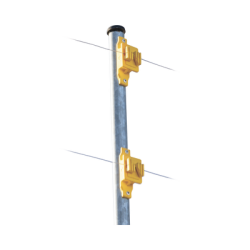 Aislador de Paso color Amarillo reforzado para cercos eléctricos, resistente al clima extremoso