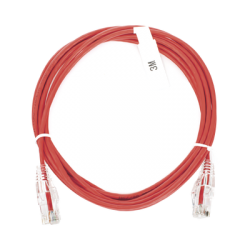 Cable de Parcheo Slim UTP Cat6 - 3 m Rojo Diámetro Reducido (28 AWG)