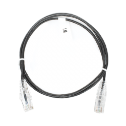 Cable de Parcheo Slim UTP Cat6 - 1 metro, Negro, Diámetro Reducido (28 AWG)