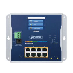 Switch Industrial Flat-Type 8 Puertos Gigabit C/PoE 802.3at, 2 Puertos SFP, LCD