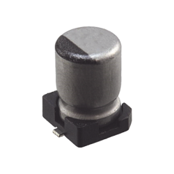 Capacitor Electrolítico de Aluminio tipo SMD de 10uF, 35V, 20%, 5 x 6.1 mm.